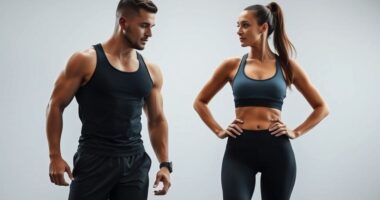 мужчина и женщина в одежде для фитнеса